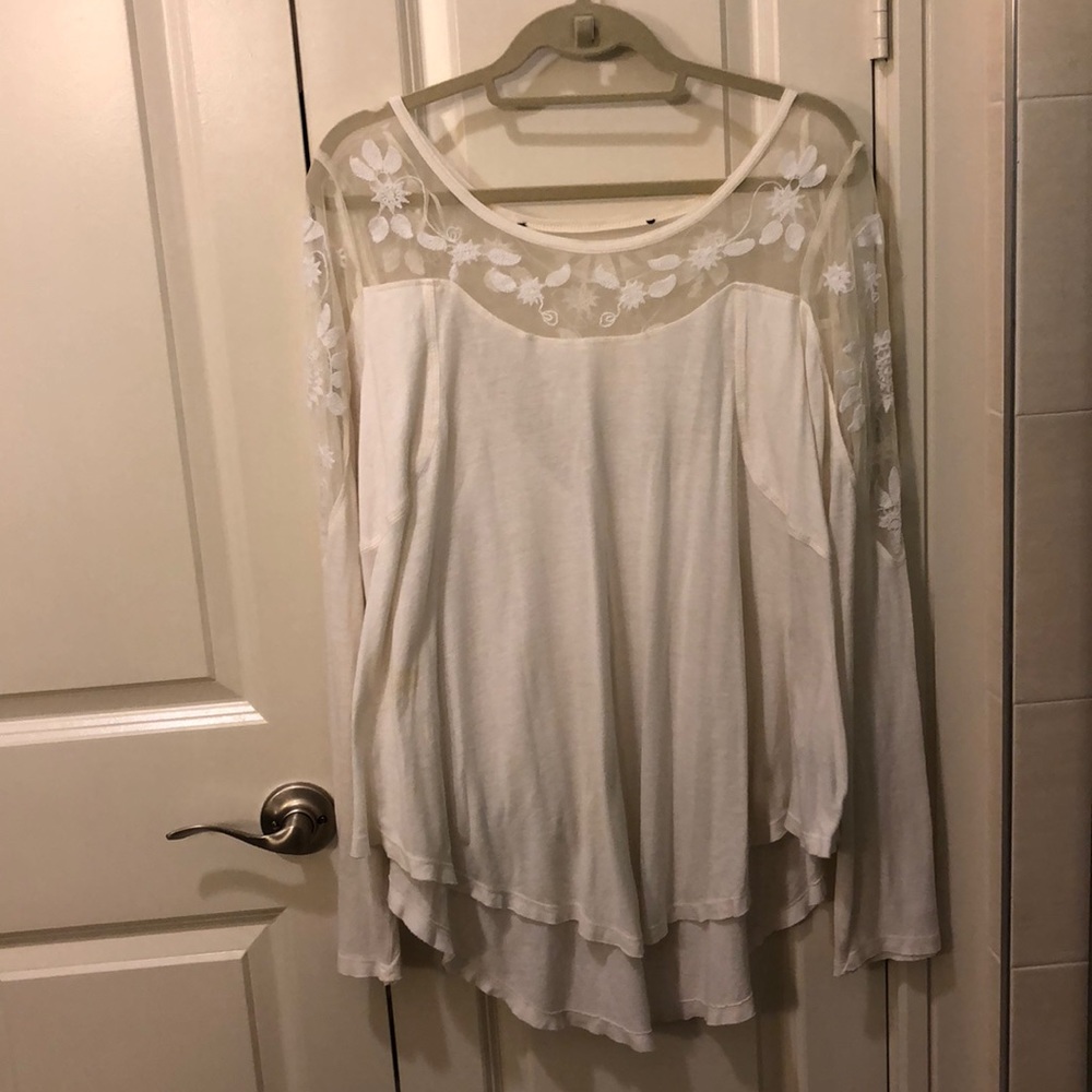Free People White Lace Top